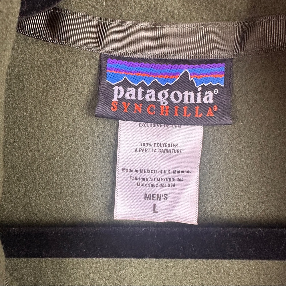 Patagonia Synchilla moss green light weight fleece pullover partial zip large - Picture 2 of 4